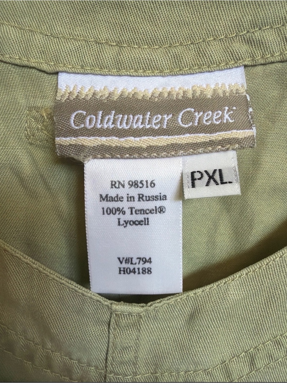 Coldwater Creek 100% Tencel Lyocell Sage Green Midi Dress PXL - Picture 3 of 4